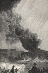 Un Tanque de Aceite en Llamas, capacidad 3500 barriles, de 